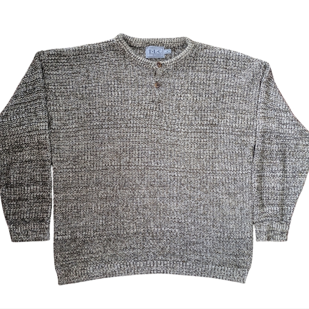Vintage 90s T.L.C. by Lambert 100% Cotton Gray Knit Sweater Oversized Fit Size M